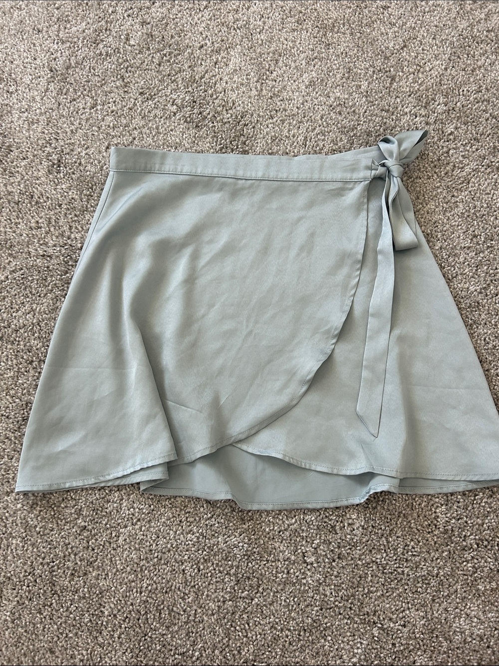 Altar'd State Light Sage Wrap Tie Mini Skirt